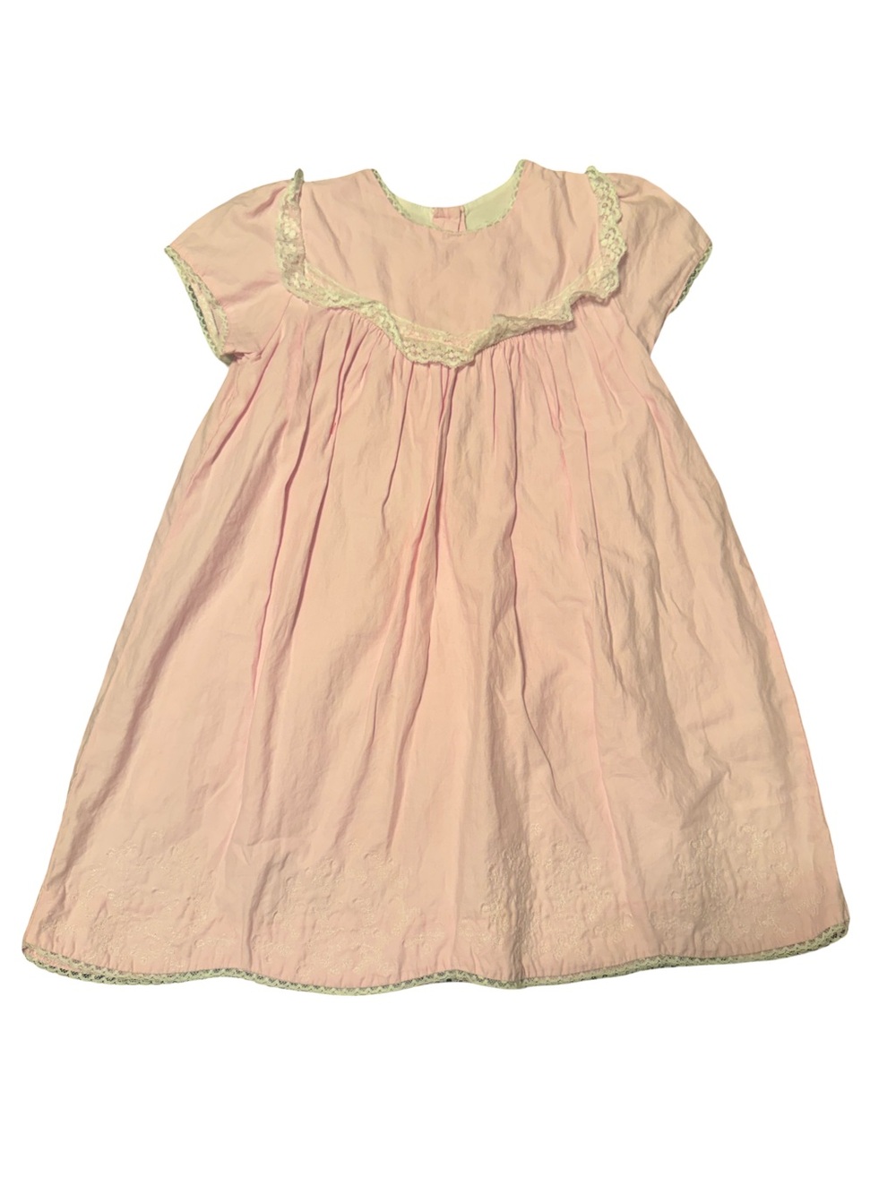 Dondolo Vintage Style Pink Lace Trim Girls Dress